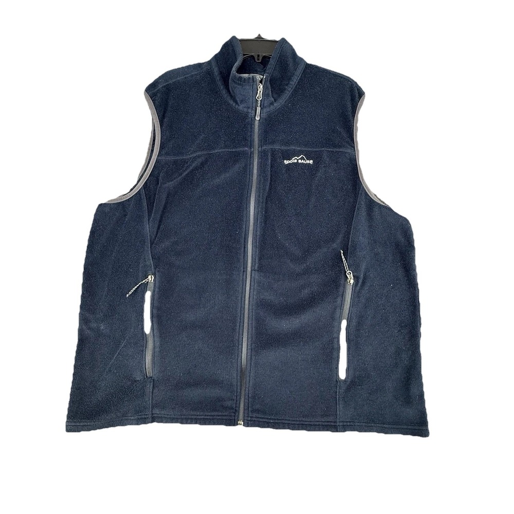 Eddie Bauer Jacket Vest Adult XXL Blue‎ Fleece Zip Hiking Outdoors Casual Mens